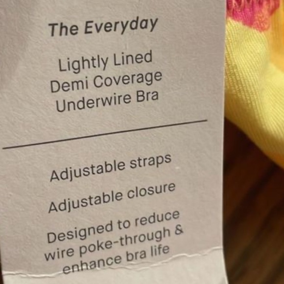 Auden Size 38C Contemporary Feminine Yellow and Pink Floral Print Bra NWT - Picture 8 of 9